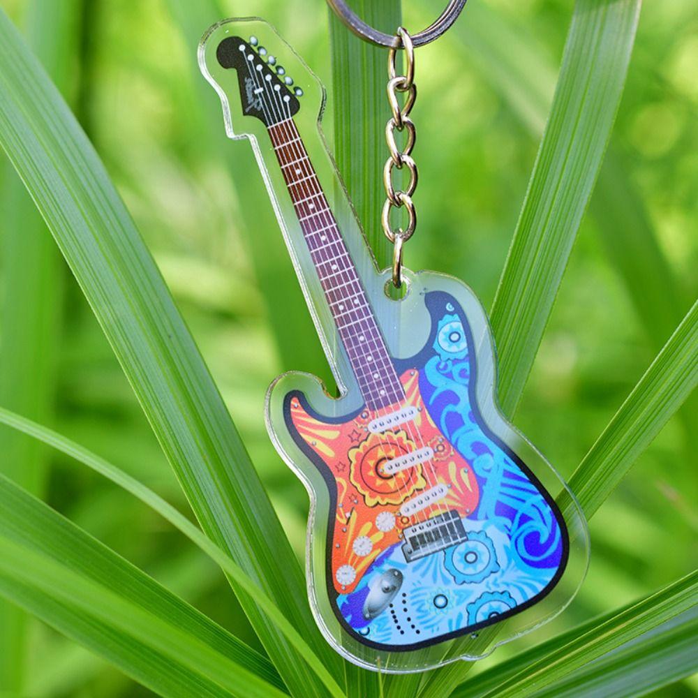 Cello Guitar Acrylic Keychain VIOLIN Electric Guitar Model Keyring Bag Pendant