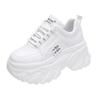 Fashion White Black Chunky Sneakers Women Spring Autumn Thick Bottom Shoes Woman's Fashion PU Leather Platform Sneakers Ladies Lace-up