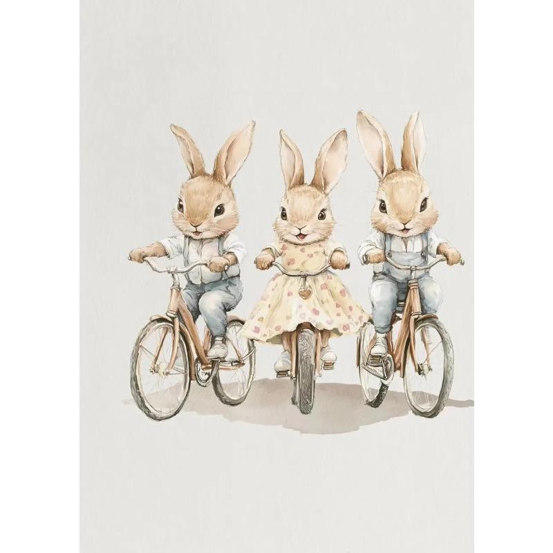 Vintage Style Easter Rabbit Posters Frameless Prints Canvas Painting Wall Art Pictures Home Room Antique Nursery Decoration