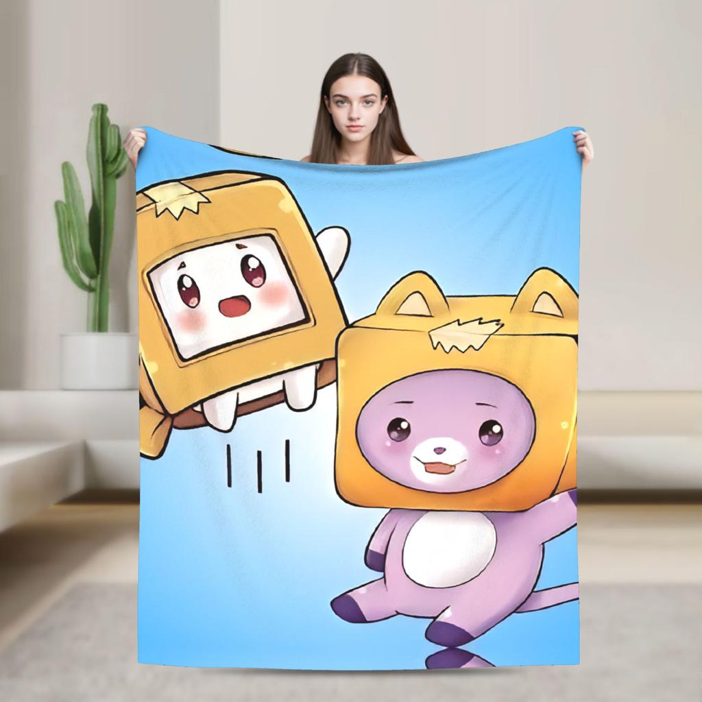 Плед Foxy Boxy и Rocky Lankybox Мягкий Теплый Новинка Плюшевый Плед для Дивана Кровати Кемпинга Фланелевая Постельная Покрывало Покрытие для Кровати