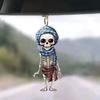Acrylic Themed Halloween Checkered Scarf Design Skull Pendant For Interior Car