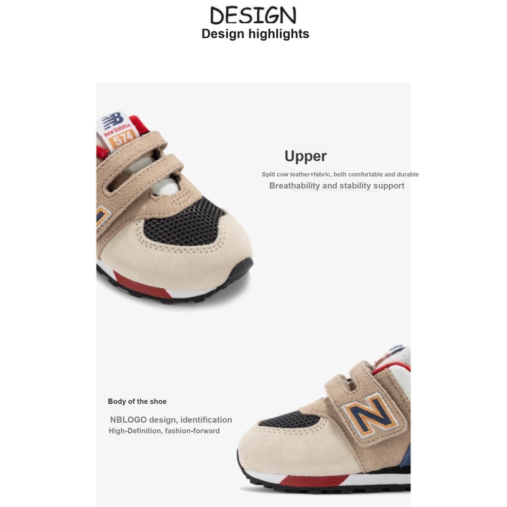 New Balance Удобная Прочная Обувь для Ходьбы с Низким Верхом Детская Обувь Бежевый Темно-Синий IV574LC1