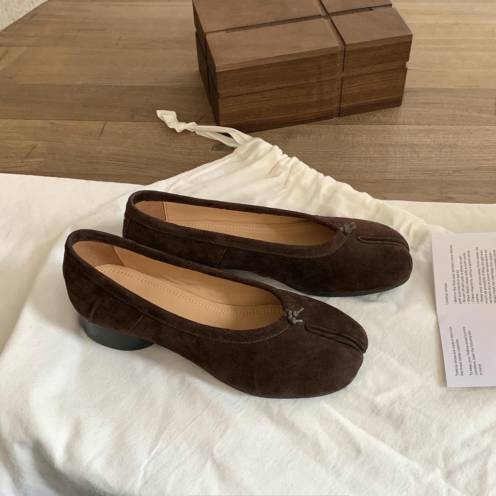 Retro split-toed light-mouth thick-heeled single shoes, spring and summer one-pedal Mary Jane women's shoes