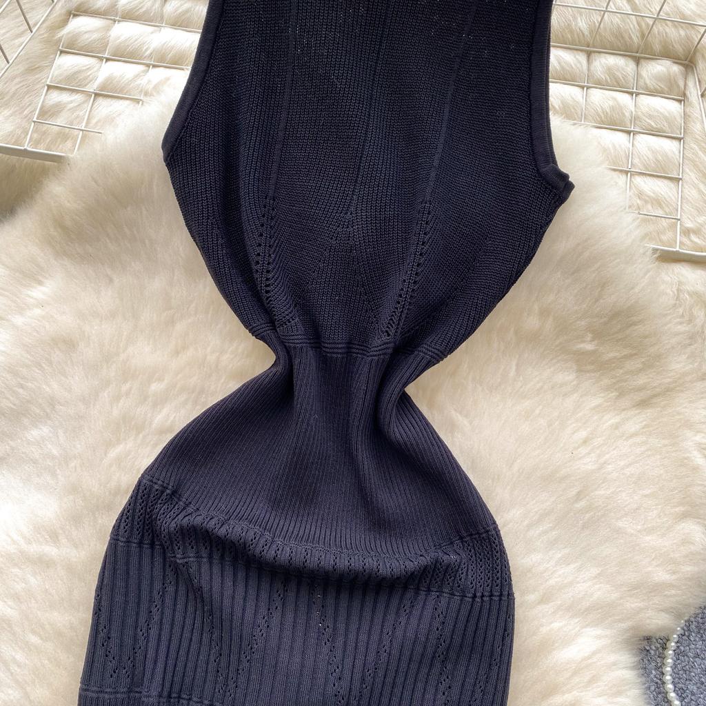 Летние женские бисерные воротник без рукавов вязаный свитер Y2K мини короткие облегающие платья-футляры