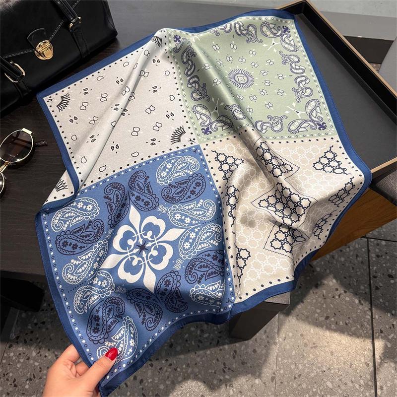 100% Silk Scarf Plum Blossom Pattern Square Scarves for Women Wrap Kerchief Mulberry Silk Bandana Fashion Luxury Headband Hijab