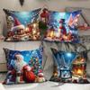 Christmas Pillow Cover Polyester Printed New Office Sofa Cushion Decoration Home Pillow Cover