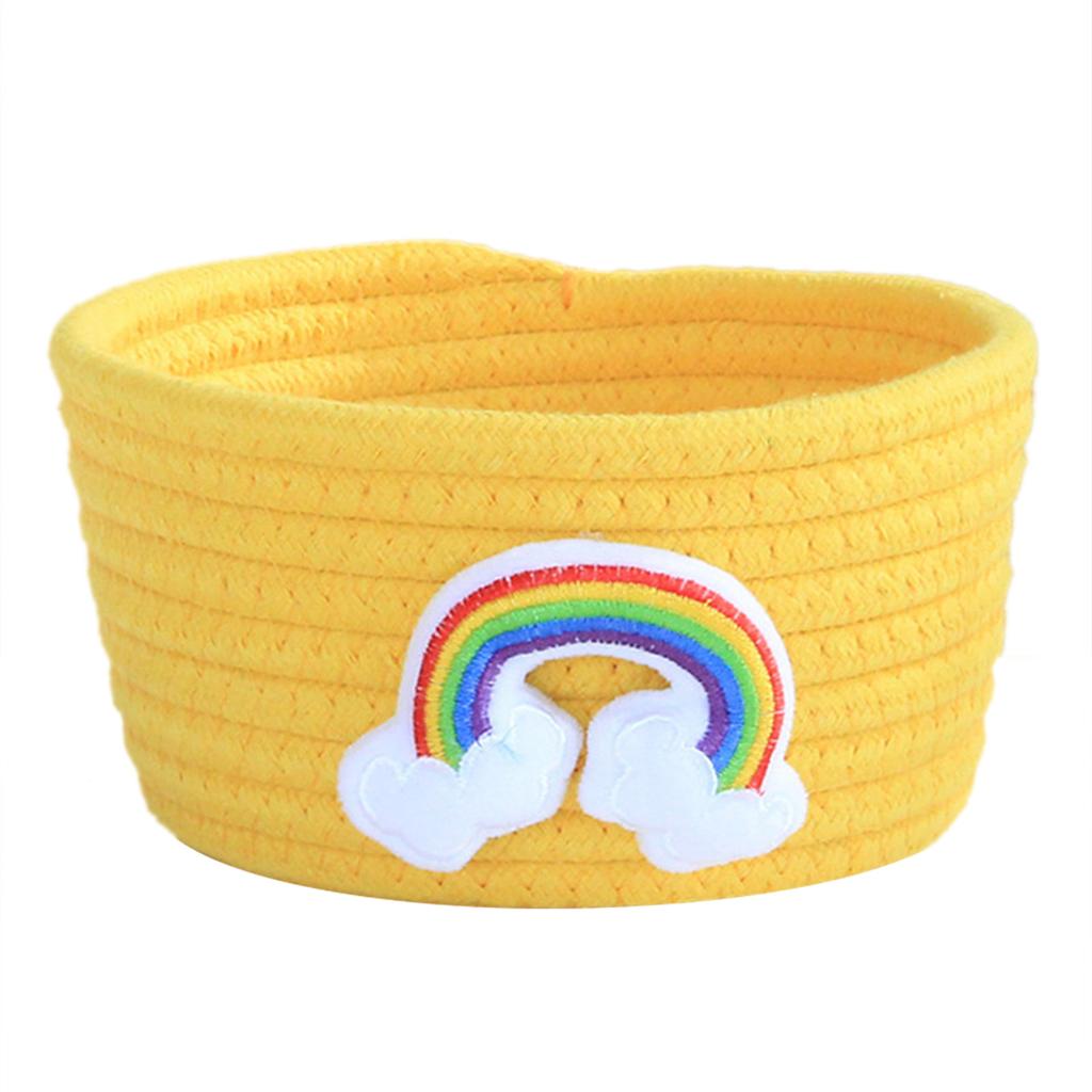 Тканая корзина для хранения из хлопковой веревки с мультяшными животными, детский органайзер для игрушек, настольное хранилище ручной работы для конфет, одежды, игрушечная коробка