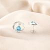 Natural Swiss Blue Topaz Silver Stud Earrings 925 Solid Silver Handmade Earrings CE-13-5