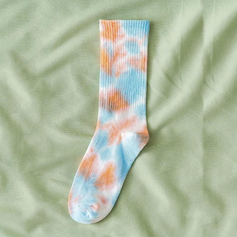 Мужские и женские носки Хлопковые носки-трубы с принтом тай-дай для скейтбординга и хип-хопа Белые носки Кружевные носки для женщин