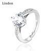 Lindon Classic Copper Alloy Zircon Ring Ladies Jewelry Wedding Promise Party Gift