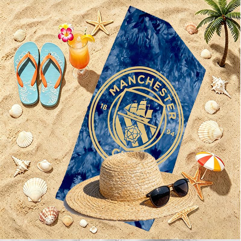 Football team City FC Print Beach Towel, Versatile Lightweight Absorbent Beach Towel for Pool Surf Yoga Bathroom, Perfect Birthday Holiday Gift