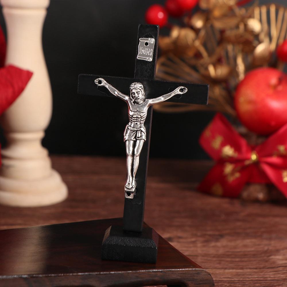 Religious Charm Wood Crucifix With Stand Vintage Religious Decoration Home Decoration