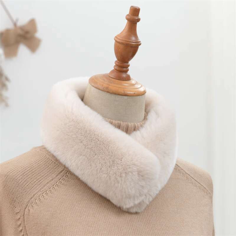 Real Rex Rabbit Fur Scarf For Women Winter Warm Double-Sided Thickened Fur Collar Luxury Fur Neck Warmer Natural Fur Scarves