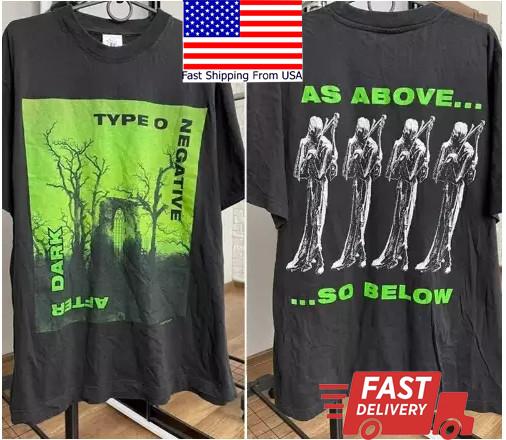 1998 Type O Negative After Dark 2 Сторонний Черный Унисекс Футболка Репринт S-5XL Унисекс Футболка