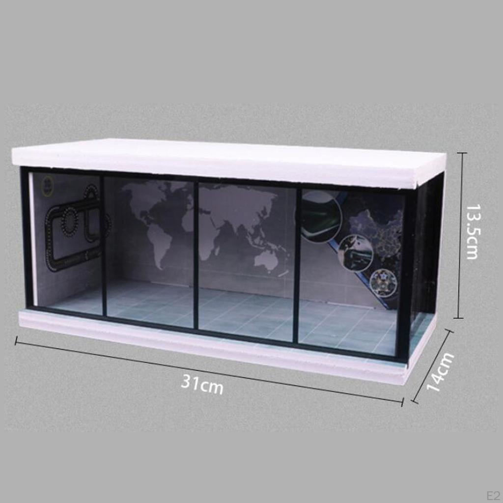 1:64 Коллекционная витрина для парковки, Встроенная светодиодная защита для литых автомобилей для куклы