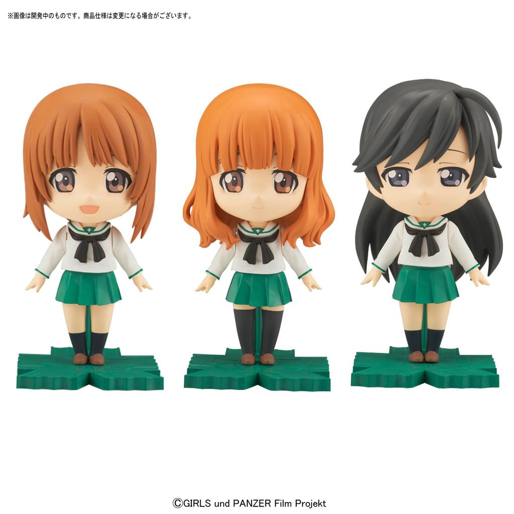 Puchi Rise Girls & Panzer Miho, Saori, Hana Set, Color-Coded Plastic Model