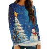 Женская мода круглый вырез пуловер с глубокими рукавами футболка с рождественским принтом топ