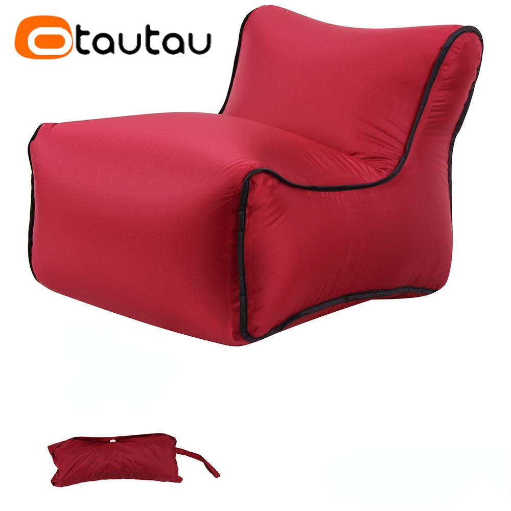 OTAUTAU Outdoor Small Portable Inflatable Chair Camping Ottoman Stool Sports Space Saving Furniture Frameless Adults Kids SF108