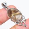 Natural Golden Rutile Gemstone 925 Solid Sterling Silver Gift Pendant 1.75" U1K66
