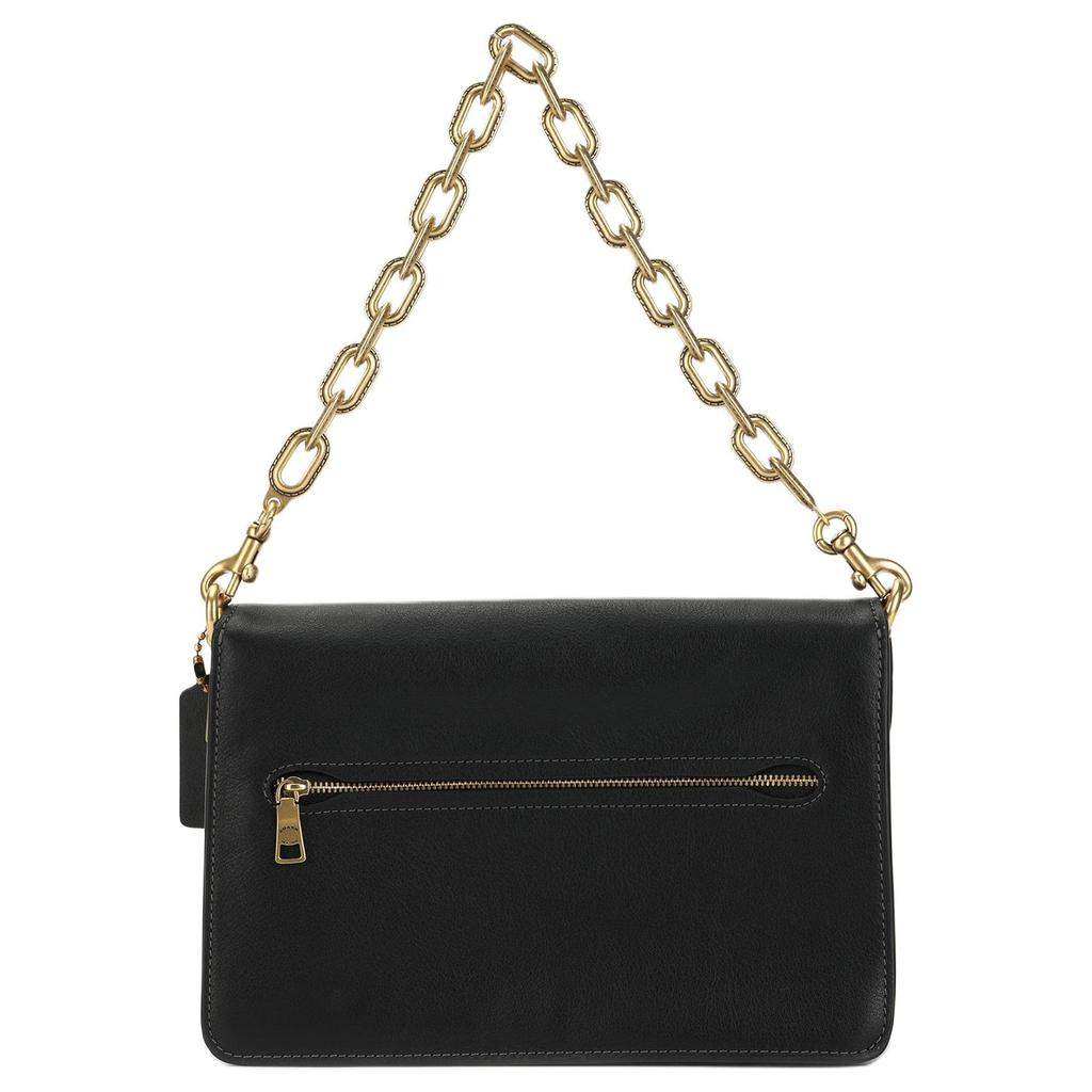 Coach Tabby 26 Gold Metal Logo Leather Shoulder Bag Medium Women shoulder bag Black CAF52-B4BK