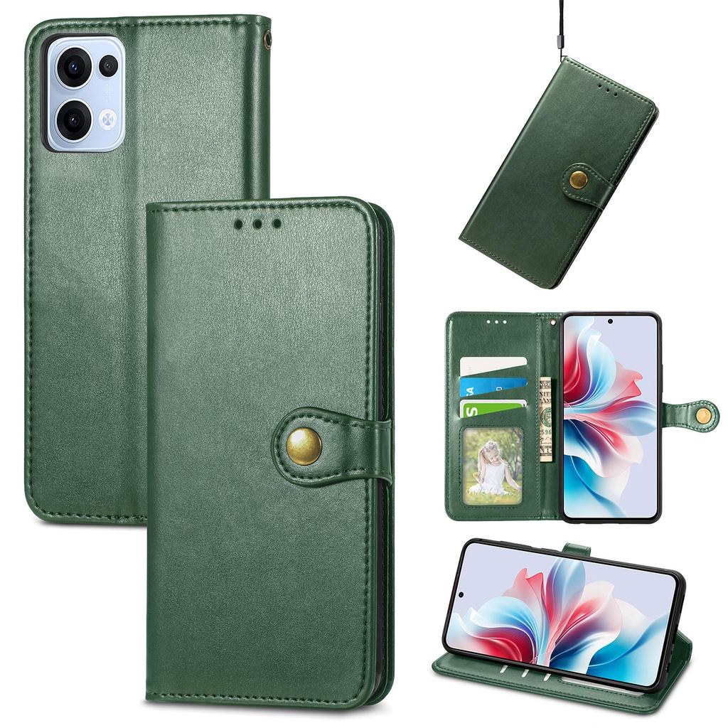 For Oppo Reno13 5G (Global) Case Leather Phone Case Wallet Stand Cover with Wrist Strap