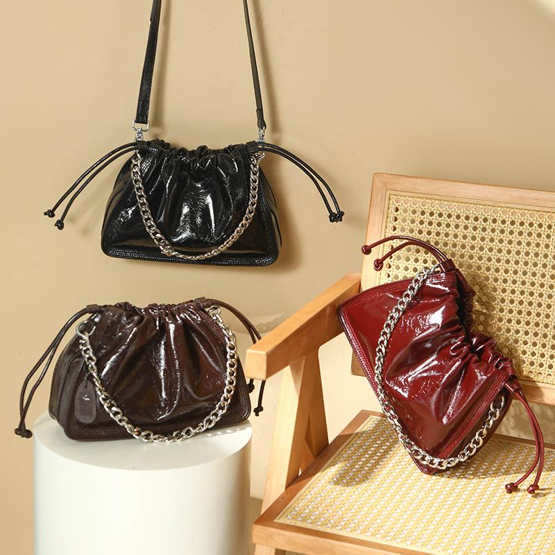 Лучшая кожаная сумка Crossbody Bucket Bag Drawstring Cloud Single-shoulder Crossbody Bag