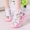 Princess Floral Sandals for Girls Little Big Kids Roman Sandals Children Gladiator Beach Sandals with Pearls Sweet Soft