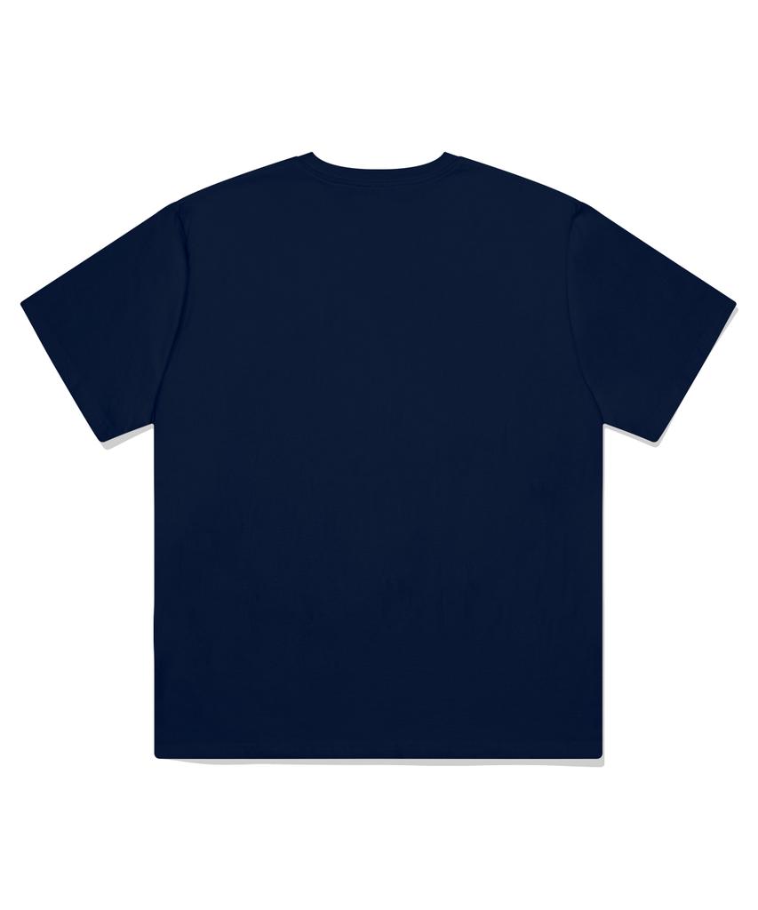 PAGESIISII Rabbit Friends Illustration Print Short Sleeve T-Shirt Navy