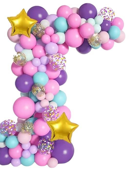 Girlanda Balonowa Fioletowo Różowa Zestaw 127Szt Balony Taśma