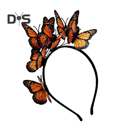 Женская повязка на голову с разноцветными бабочками, декор для свадебных волос, вечеринки, косплей, Хэллоуин, аксессуары для волос