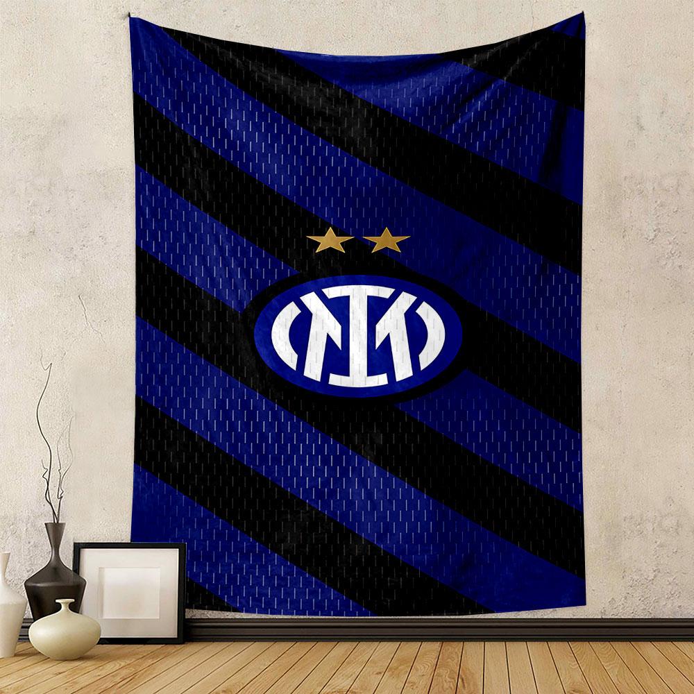 "Inter Milan Logo with Blue Stripes" Patterned tapestry home decor, suitable for bedroom and living room, gift