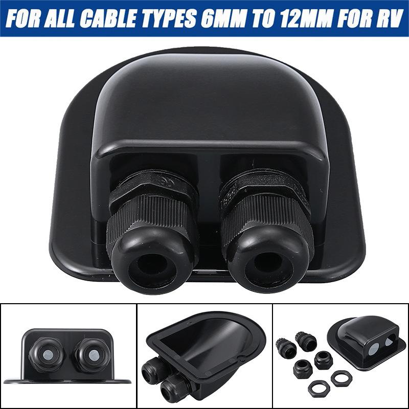 Двойной кабельный ввод Сальник Коробка для кабельного ввода на крышу солнечной панели Кабельный сальник Двигатель Автодом Белый Двойное отверстие Автодом Яхта Автоаксессуары Новый