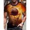 Plus Size Men's Basketball Pattern 3D Printed Round Neck Short Sleeved T-shirt Summer Fashion Casual Comfortable Versatile Top