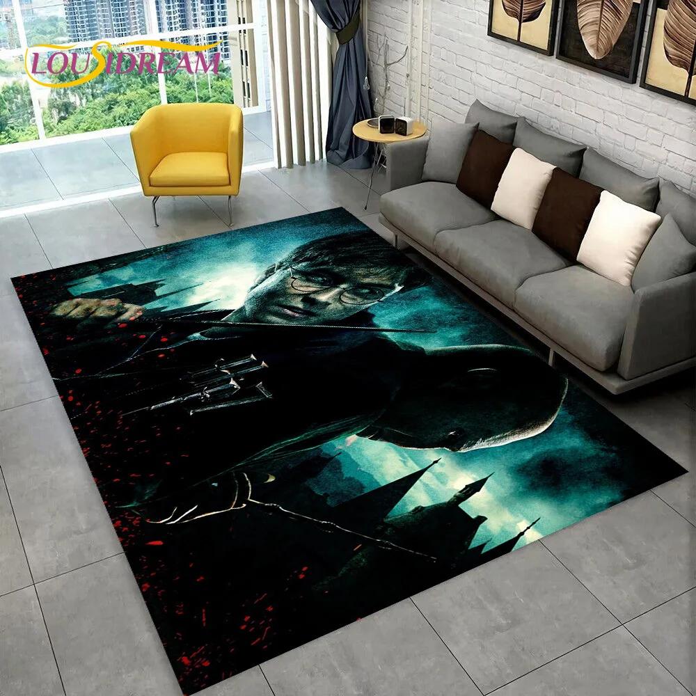 3D P-Potter Magic Academy Movie HD Rug Carpet for Living Room Bedroom Home Decor,Floor Mat Non-slip for Sofa Doormat Gift Kids