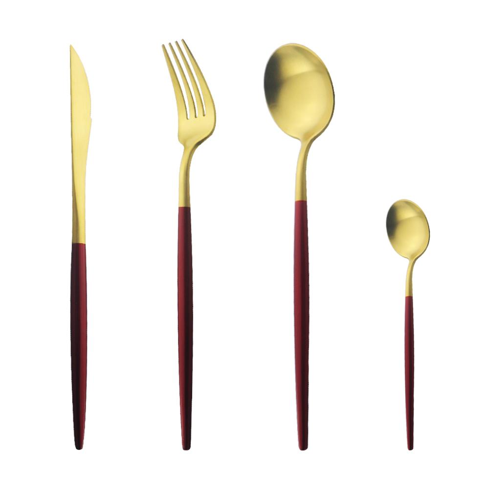 Матовый серебряный набор столовой посуды из нержавеющей стали 18/10, набор столовых приборов с круглой ручкой, вилка, нож, ложка, набор столовых приборов, набор кухонного серебра