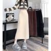 Knit Skirt Winter Thick Sweet High Waist Straight Midi Slit Bodycon Pencil Skirt