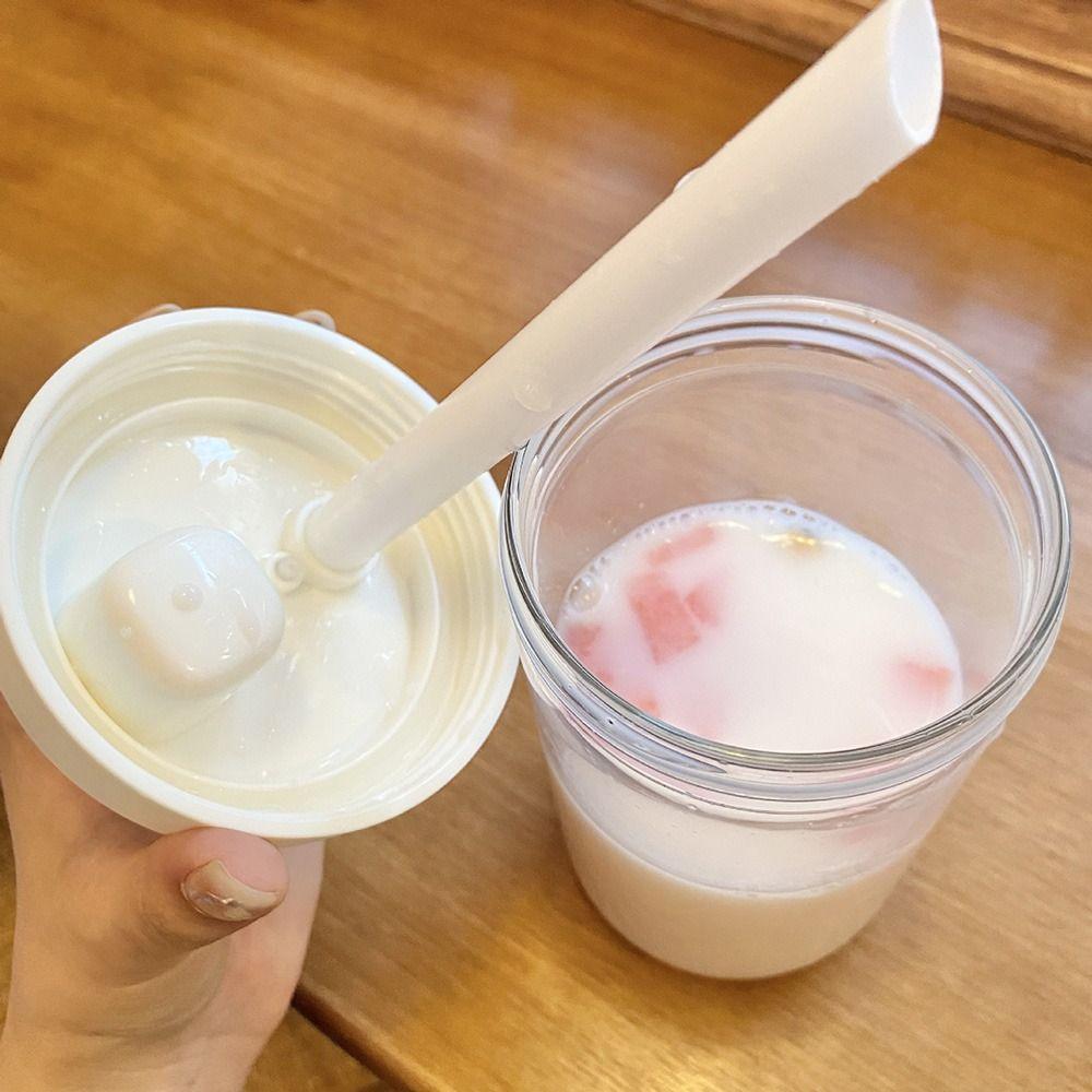 Стакан для воды для студентов, портативная прямая бутылка для питьевой воды, пластиковый чайник, стакан для питья, стакан с трубочкой