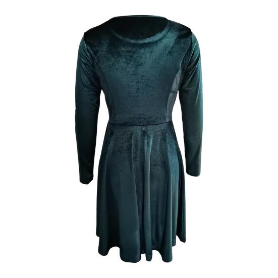 Женское платье осень-весна с круглым вырезом, А-силуэта, большой размер, однотонное, с длинными рукавами, из бархатной ткани, длиной выше колена, короткое платье для свиданий, выпускных вечеринок