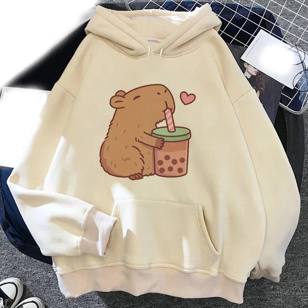 Kawaii Capybara Printed Hoodies Unisex Women Graphic Funny Casual Hoodie Sweatshirts Oversized Pullovers Unisex Tracksuits Clothing