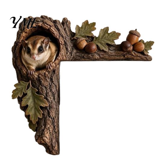 Decorative Accents for Reading Nooks Chipmunk Tree Door Topper, Squirrel Owl Wooden Frame Sign, Funny Whimsical Woodland Decor Animals Corner