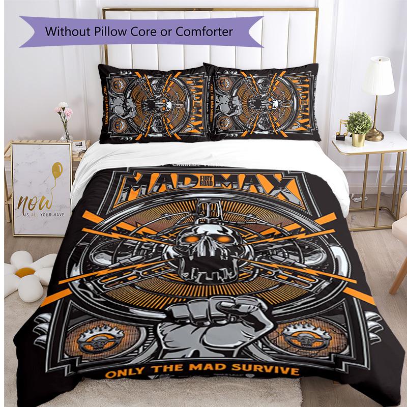 Mad Max Pattern Printed 3PCS Bedding Set, Soft Skin-Friendly Washable Duvet Cover & Pillowcases Set
