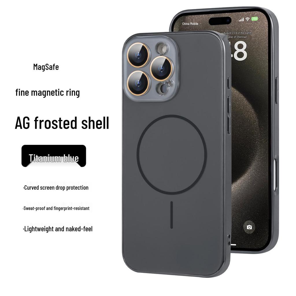 Магнитный чехол-кольцо Apple 16 Pro Max, матовый, с гальваническим покрытием, мягкий защитный чехол