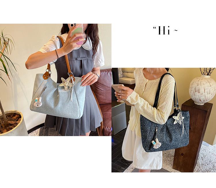 Korean Retro Polka Dot Tote Bag: Versatile, High-Capacity College Style Shoulder Handbag