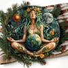 Gaia Goddess Earth Mother Circular Iron Wall Art, Flat Printed Hanging Decor for Home, Bars, Garages, Restaurants, and Cafes
