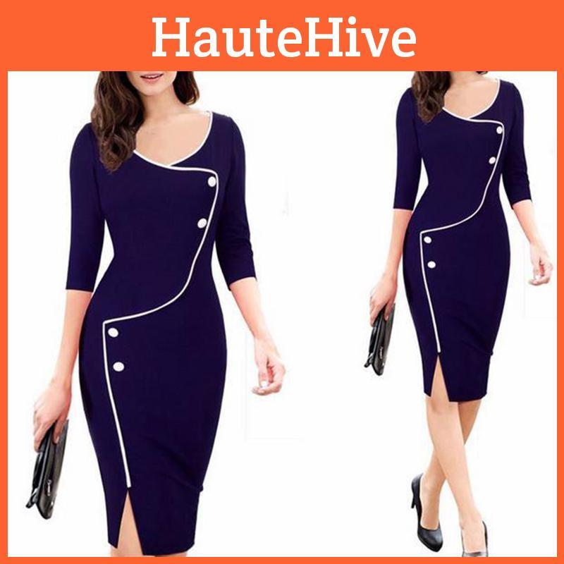 Элегантное женское винтажное платье-бриф с разрезом снизу и неподвластным времени дизайном с глубоким О-образным вырезом