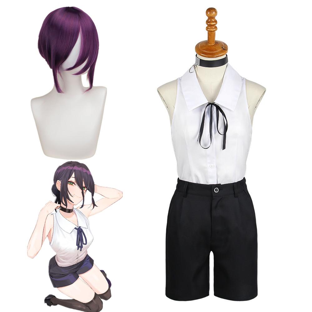 Anime Chainsaw Man Reze Cosplay Costume Shirt Shorts Bomb Wig Carnival Clothes Halloween Party Uniform Suit