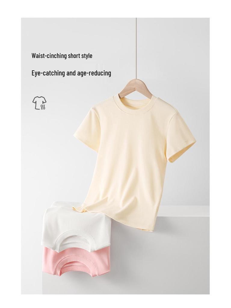 Женская футболка с круглым вырезом и короткими рукавами, с прямыми плечами