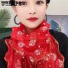Women's Spring Summer Floral Printed Silk Scarves Autumn Retro Elegant Fashion Versatile Casual Outdoor Sunscreen Scarves