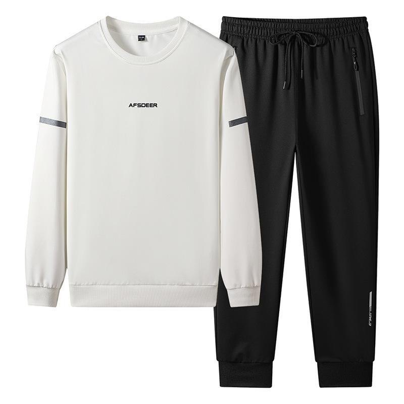Autumn and Winter Men's Pure Cotton Casual Sports Suit Round Neck Sweatshirt Two-piece Set