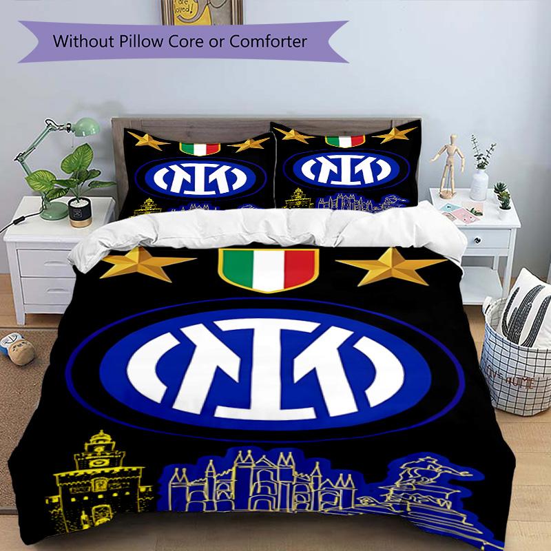 F.C. Internazionale Milano Printed Pattern Duvet Cover Set – includes 1 duvet cover and 2 matching pillowcases Bedroom decor Christmas gifts
